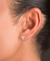 Cubic Zirconia Pave Heart Stud Earrings in 14k Gold-Plated Sterling Silver