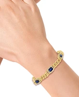 Effy Collection Diamond (5/8 ct. t.w.) & Sapphire (3-1/3 ct. t.w.) Bracelet in 14k Gold Over Silver