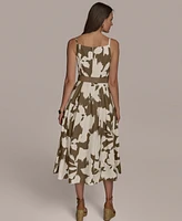 Donna Karan New York Women's Printed Boat-Neck Belted Dress