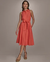 Donna Karan New York Women's Belted Sleeveless Shirtdress