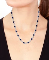 Effy Collection Diamond (1 ct. t.w.) & Sapphire (8-3/4 ct. t.w.) Strand 18" Necklace in Sterling Silver