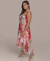 Donna Karan New York Plus Floral-Print Surplice Midi Dress