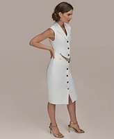 Donna Karan New York Women's Button-Front Chain-Trim Dress