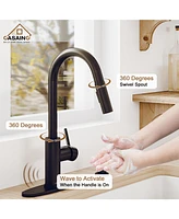 Casainc 36" L x 19" W Drop-in Stainless Steel Kitchen Sink with Touchless Faucet Included