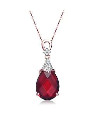Sterling Silver 18K Rose Gold Plated with Colored Cubic Zirconia Teardrop Necklace