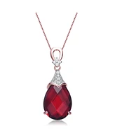 Sterling Silver 18K Rose Gold Plated with Colored Cubic Zirconia Teardrop Necklace