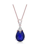 Sterling Silver 18K Rose Gold Plated with Colored Cubic Zirconia Teardrop Necklace