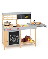 Outdoor Kids Mud Kitchen Set with Detachable Water Box Fun Playset for Toddlers