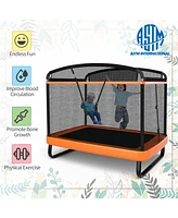 Kids Entertaining Trampoline with Swing and Safety Fence Fun and Secure Outdoor Play for Toddlers