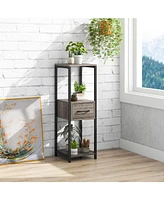 2-Pack 3-Tier Tall Plant Stand with Drawer and Display Shelf Stylish Storage and Display for Home or Office