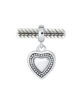 Bling Jewelry Plain Dangle Heart Bead Charm Sterling Silver for European Bracelet