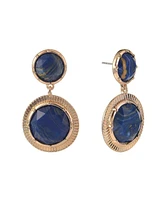 Rachel Rachel Roy Gold Tone and Blue Stone Round Drop Earrings