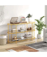 3-Tier Tv Stand for Tvs up to 65" with Tempered Glass Shelves TV Console Table