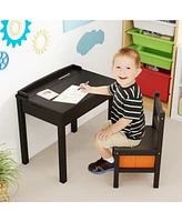 Flip-Top Kids Activity Table and Chair Set with Hidden Storage Space Fun Organized Playtime Furniture