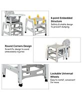 3-in-1 Baby High Chair with Lockable Universal Wheels