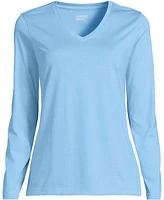 Lands' End Women's Relaxed Supima Cotton Long Sleeve V-Neck T-Shirt