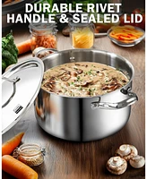 Cooks Standard Multi-Ply Clad Stainless Steel Stock Pot, 12-Quart Pasta Cooking Canning Pot with Lid, Deep Stockpot Large Soup Pot Induction Cookware,