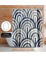 71x74 Blue Abstract Shower Curtain - 100% Polyester - Water-Resistant Bath Curtain