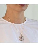 Bling Jewelry Antique Style Oval Locket Necklace Etched Leaf Scroll Gold Plated