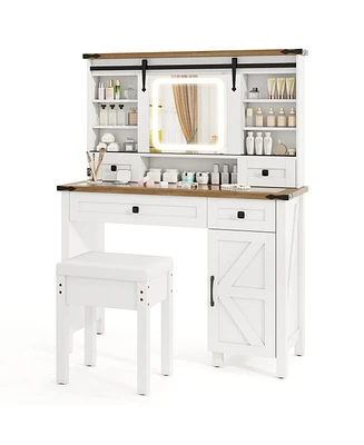 Makeup Vanity Desk with Mirror and 3-Color Dimmable Led Lights