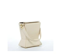 Susu Grey Leather Bucket Bag Unique Leather Crossbody Purse Women's Handbag