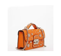 Susu The Hollywood Studded Leather Crossbody Bag Orange