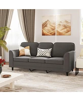 Upholstered Teddy 3-Seat Sofa with Comfy Back Pillows Cozy and Stylish for Living Room