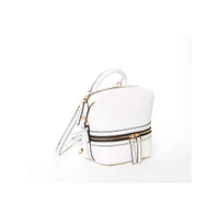 Susu Leather Backpack for Women White Purse Convertible Crossbody Bag Medium Size with Front and Back Pockets