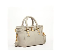 Susu The Emma Leather Satchel Bag Grayish Beige