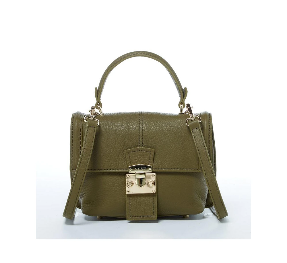 Susu The Linda Leather Convertible Backpack Purse Olive Green