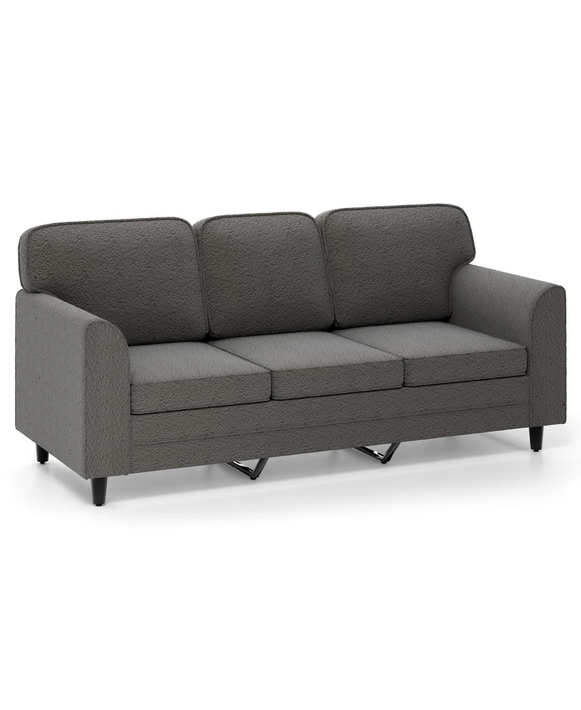 Upholstered Teddy 3-Seat Sofa with Comfy Back Pillows Cozy and Stylish for Living Room