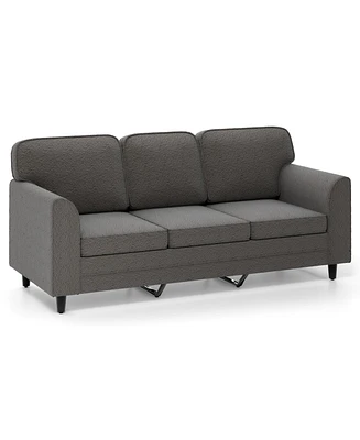 Upholstered Teddy 3-Seat Sofa with Comfy Back Pillows Cozy and Stylish for Living Room