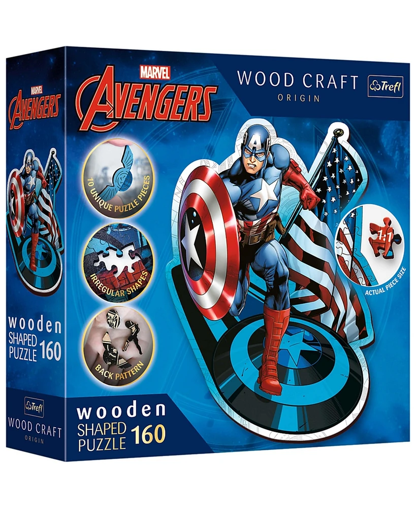 Trefl Wood Craft Puzzles Trefl Wood Craft 160 Piece Wooden Puzzle - Marvel - Fearless Captain America