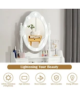 Makeup Vanity Dressing Table Set with Dimmable Bulbs Cushioned Stool