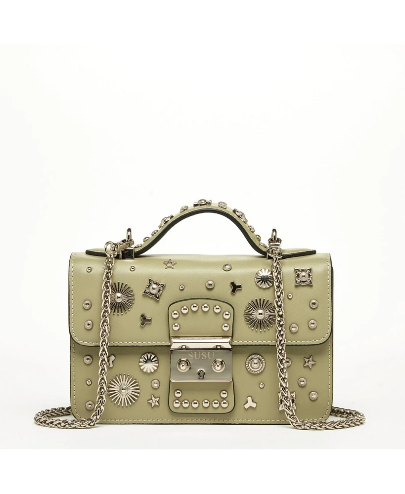 Susu The Hollywood Leather Crossbody Bag Sage Green