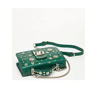 Susu The Hollywood Studded Leather Green Crossbody Bag