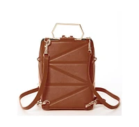 Susu Brown Leather Backpack Purse for Women Unique Convertible Crossbody Bag