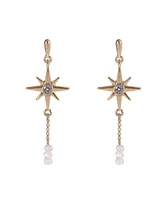 Rachel Rachel Roy Gold Tone Linear Starburst Earrings with Pearl Accents