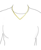 Bling Jewelry Slender V Shape Choker Necklace Yellow Gold Plated Modern Style