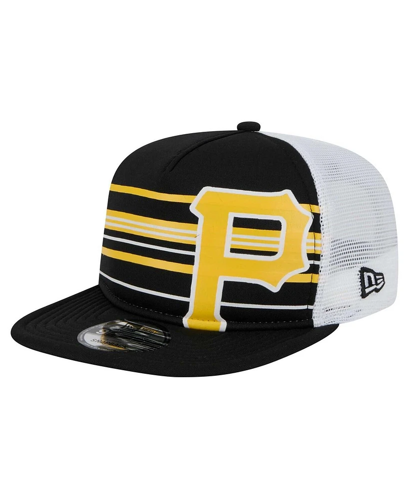 New Era Men's Black Pittsburgh Pirates 9FIFTY A-Frame Trucker Snapback Hat