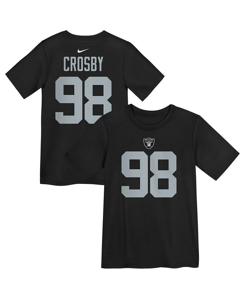 Nike Preschool Maxx Crosby Black Las Vegas Raiders Player Name Number T-Shirt