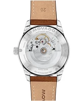 Movado Men's Calendoplan S Swiss Automatic Cognac Leather Watch, 40mm
