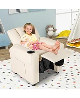 Kids Recliner Chair Push Back with Cup Holder and Side Pocket Comfortable Toddler for Relaxing