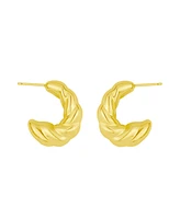 And Now This 18K Gold Plated Twisted Puff C-Hoop Earrings