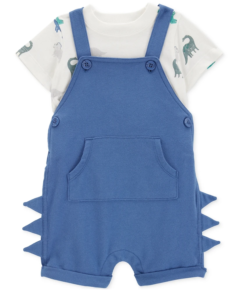 Carter's Baby Boys Cotton Dinosaur T-Shirt & Shortall, 2 Piece Set