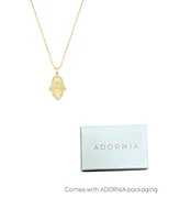 Adornia Gold Adjustable Crystal Baguette Stone Hamsa Necklace