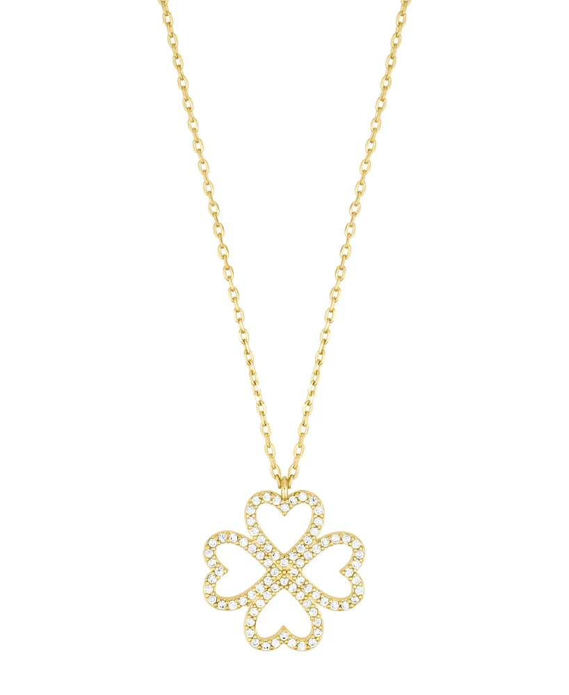 Adornia Adjustable Cubic Zirconia Heart-Shaped Pave Clover Necklace