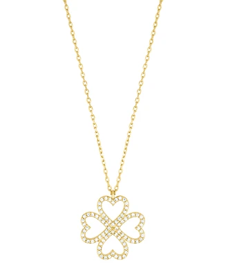 Adornia Adjustable Cubic Zirconia Heart-Shaped Pave Clover Necklace