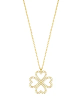 Adornia Adjustable Cubic Zirconia Heart-Shaped Pave Clover Necklace