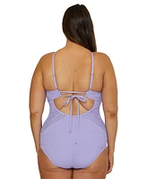 Becca Etc Plus Color Play Crocheted High Neck One-Piece Swimsuit